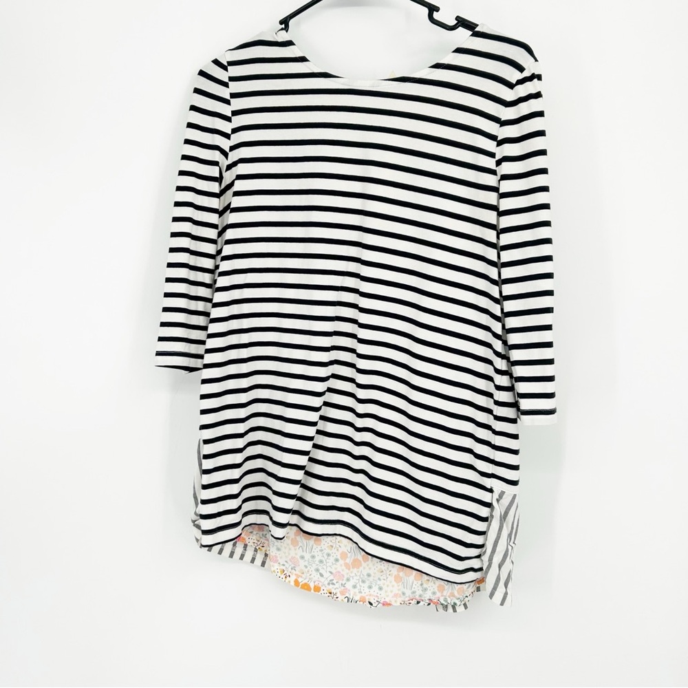 Matilda Jane Top Womens XS Black‎ White Stripe Joanna Gaines Floral Mixed Media